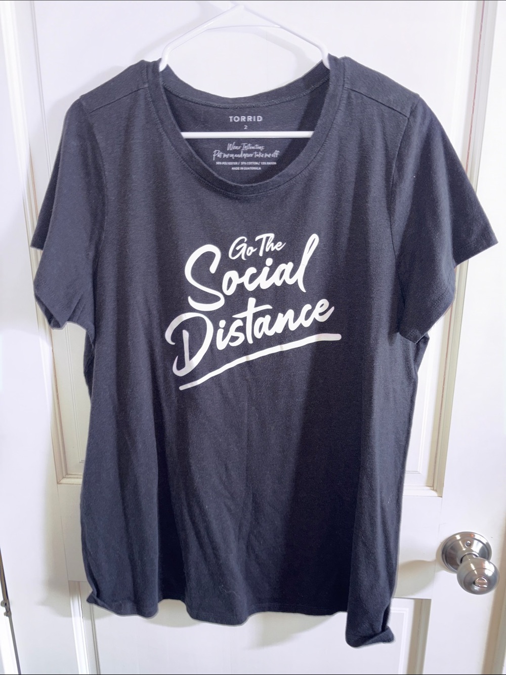 torrid Black Tee with White "Go The Social Distance" Script